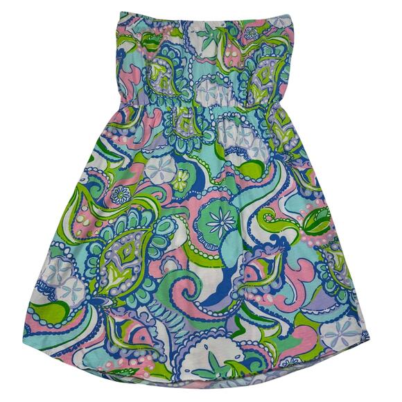 Lilly Pulitzer Lightweight Cotton Strapless Dress Swim Coverup Women's Size L - Picture 2 of 5